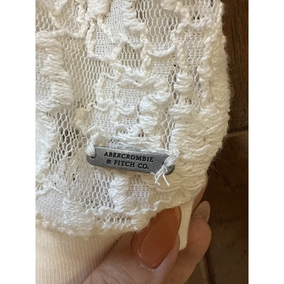Abercrombie & Fitch Lace Top Women's Medium White Sheer Floral Preppy Cottage - Picture 4 of 8